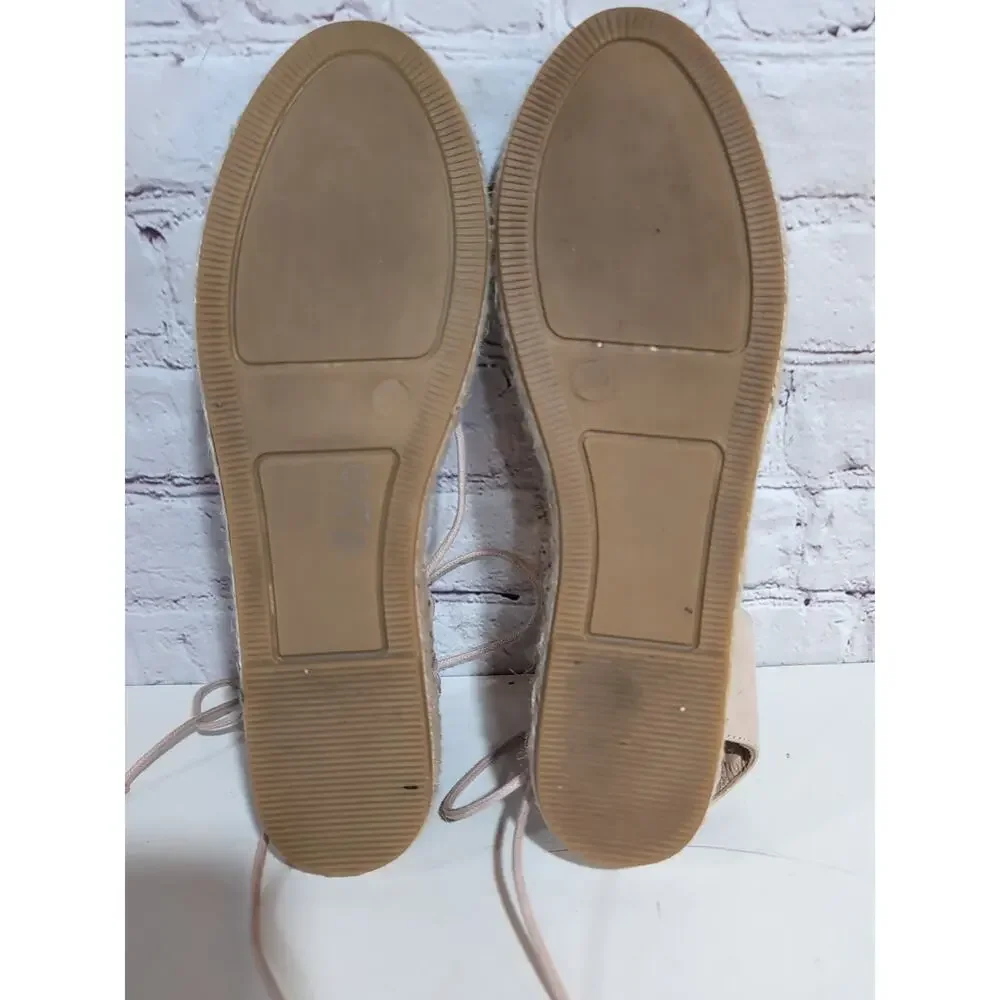 KANNA Beige Suede Lace Up Espadrilles Peep Toe Sling Back Size 8 Anthropologie